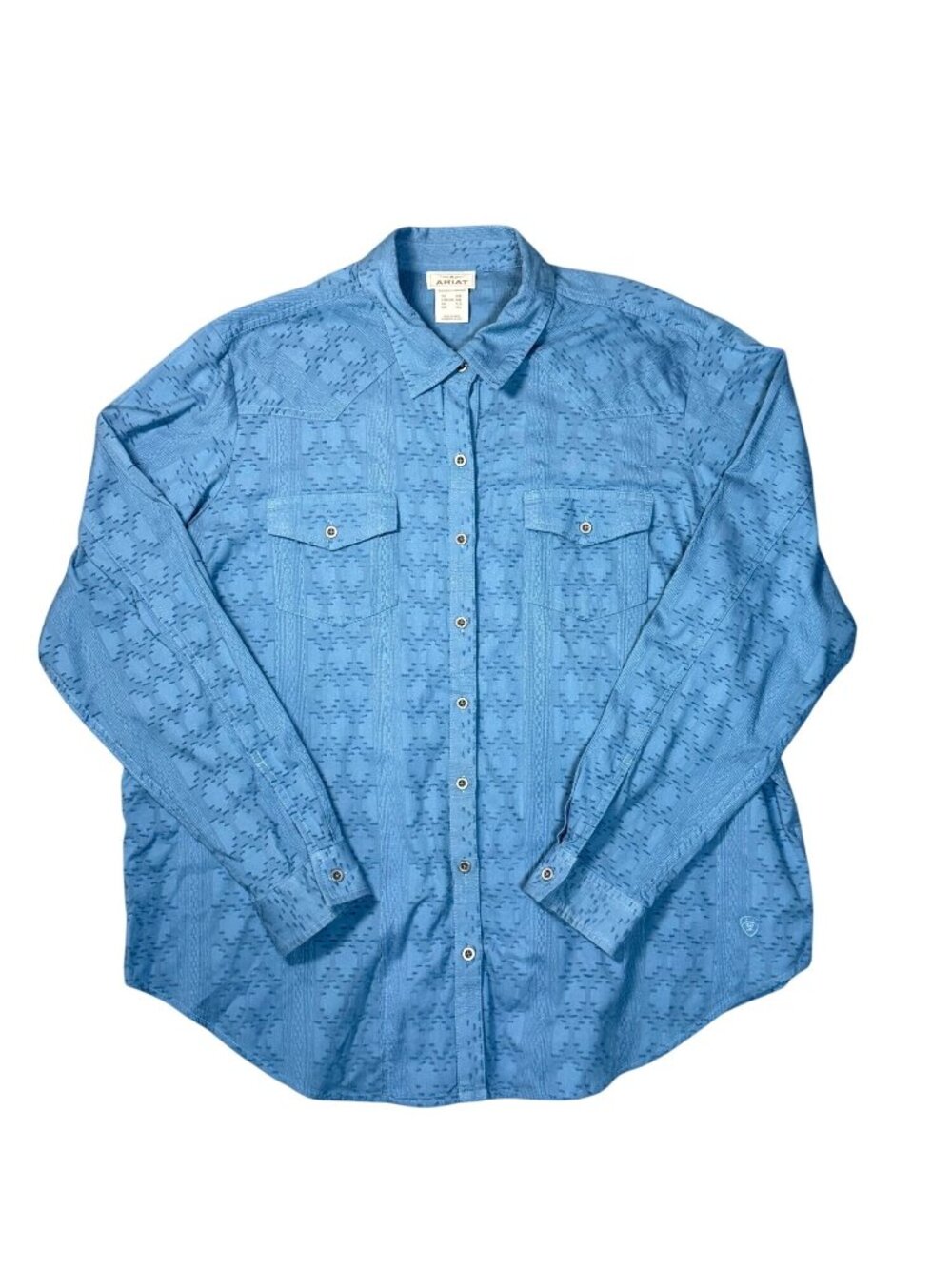 Ariat Women's Sharing Copen Blue Long Sleeve Button Down Shirt XXL 10043657